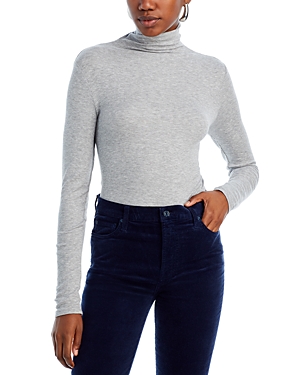Shop Ag The Chels Long Sleeve Ribbed Turtleneck In Heather Grey