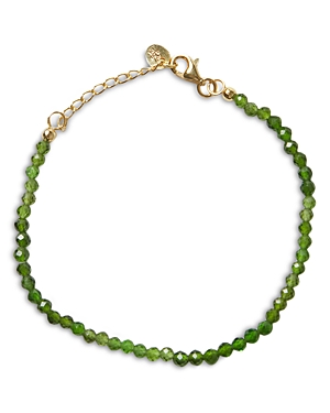 Argento Vivo Beaded Line Chrome Bracelet In Green/gold