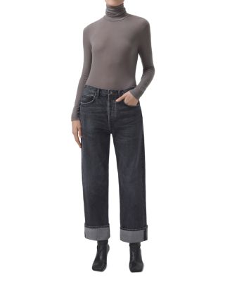 AGOLDE Fran High Rise Wide Leg Low Slung Cuffed Jeans in
