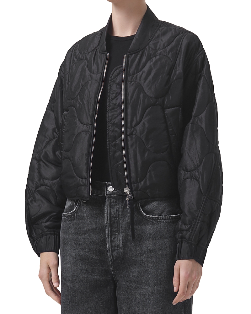 Agolde X Shoreditch Ski Club Iona Quilted Jacket In Black