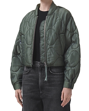 Agolde X Shoreditch Ski Club Iona Quilted Jacket In Laurel