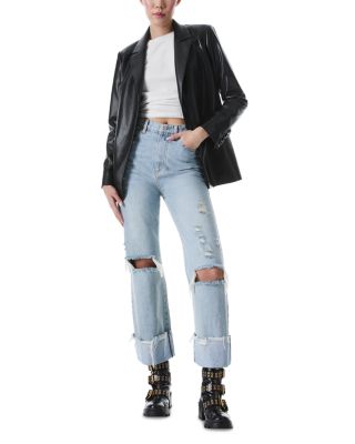 Denny Faux Leather Blazer