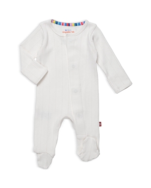Magnetic Me Love Lines Pointelle Magnetic Organic Cotton Footie In White