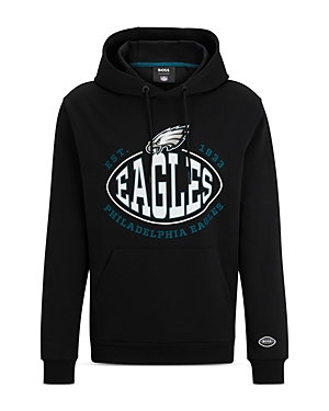 Shop Hugo Boss X Nfl Eagles Pullover Hoodie In Charcoal