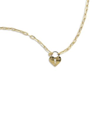 Heart Paperclip Link Pendant Necklace in 14K Yellow Gold, 18"