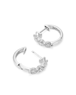 Diamond Hoop Earrings in 14K White Gold, 1.0 tcw