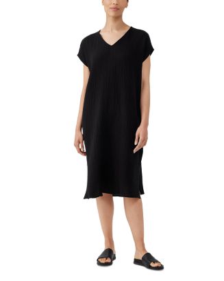 Eileen Fisher Women's V Neck Long Sleeve Knit Dress Pink Size Medium