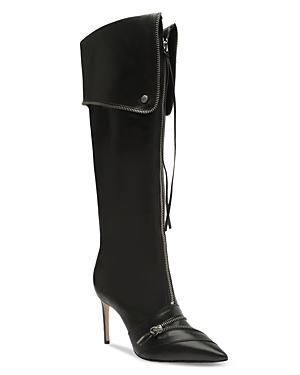 Schutz Women's Arla Lace Up Zip Pointed Toe High Heel Boots