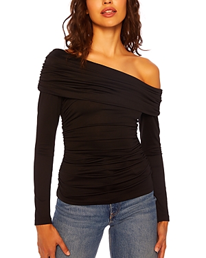 Susana Monaco Gathered Off Shoulder Top In Black