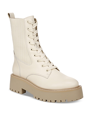 Shop Sam Edelman Women's Evina Lace Up Combat Boots In Modern Ivory