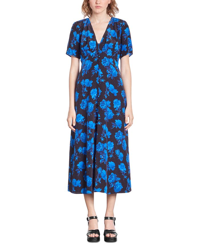 The Kooples Dots and Roses Midi Dress | Bloomingdale's