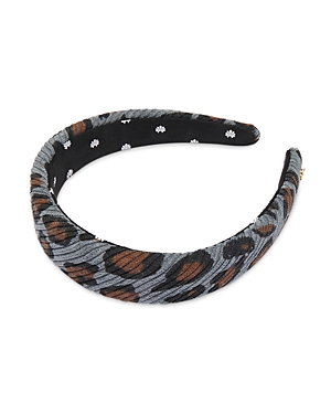 Lele Sadoughi Alice Leopard Corduroy Headband In Gray/brown