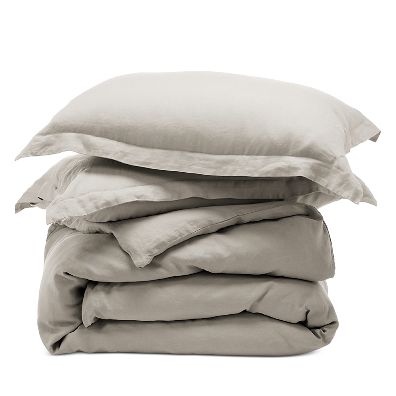 Aqua Linen Duvet Cover Set, Full/queen In Dove