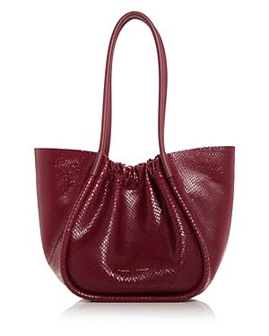 PROENZA SCHOULER CARVED PYTHON LARGE RUCHED LEATHER TOTE