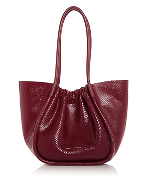 Proenza Schouler Women's Large Python-embossed Leather Ruched Tote In Bordeaux