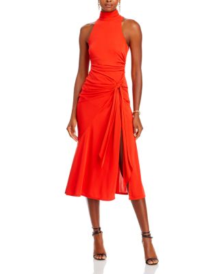 Cinq a Sept Rori Tie Waist High Neck Midi Dress - Exclusive