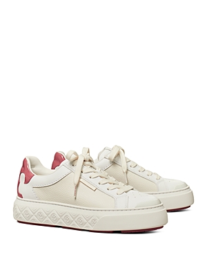 Tory Burch Women's Ladybug Mixed Media Low-top Sneakers In Titanium White/washed Berry