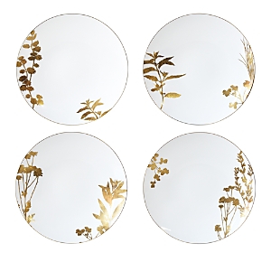 Bernardaud Vegetal Or Assorted Dinner Plates, Set Of 4 In White/gold