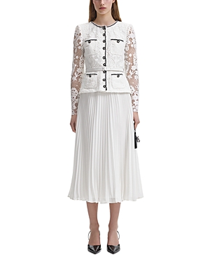 Self-portrait Lace Chiffon Midi Dress In Cream