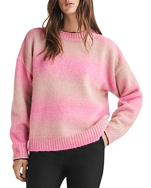Rag & Bone Womens Long Sleeve Ribbed Trim Crewneck Sweater In Pink Multi