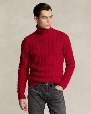 Cable Knit Wool Cashmere Turtleneck Sweater