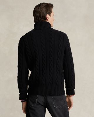 Cable Knit Wool Cashmere Turtleneck Sweater
