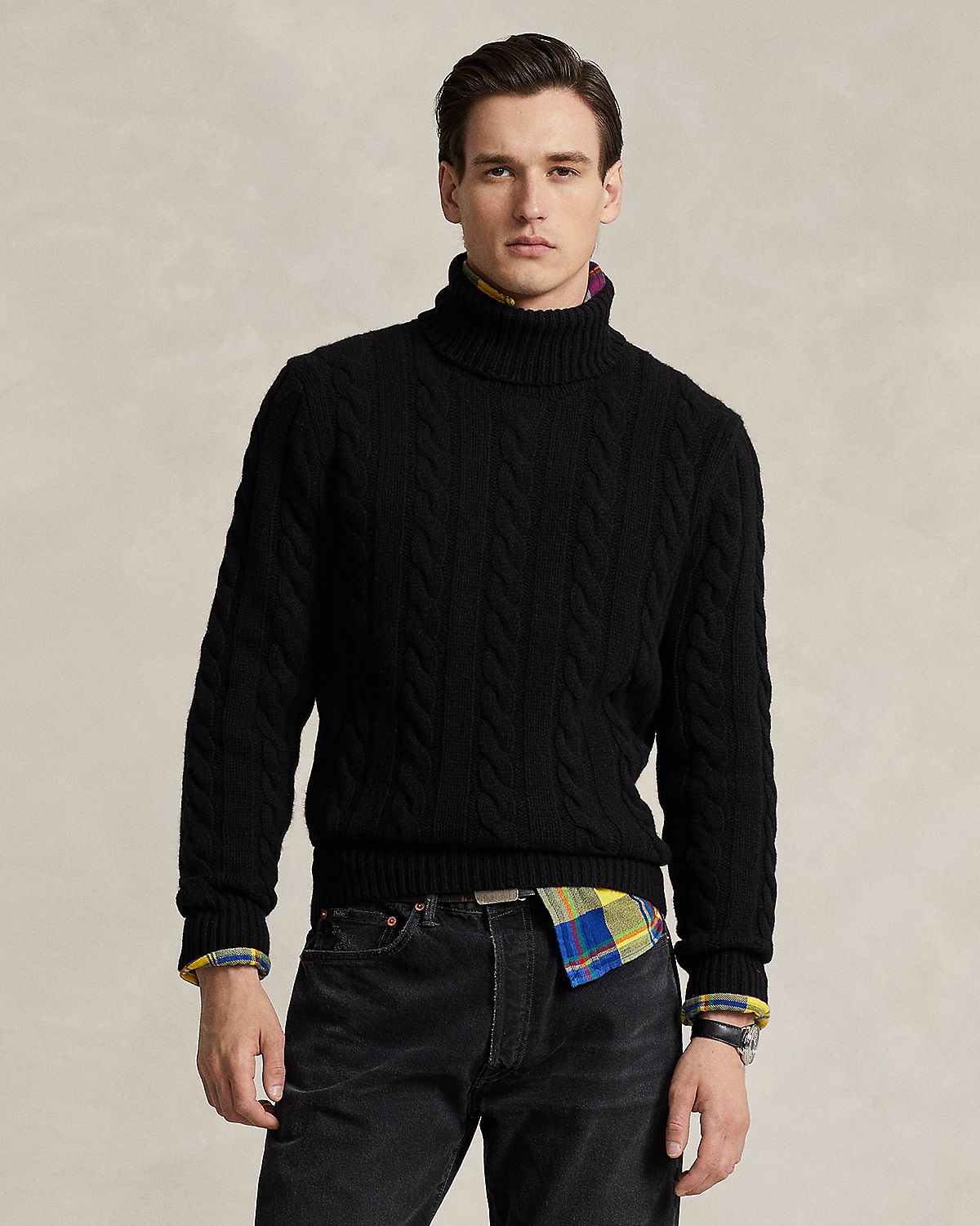 Polo Ralph Lauren Cable Knit Wool Cashmere Turtleneck Sweater