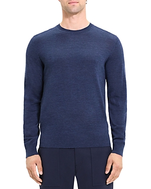 Shop Theory Regal Merino Crewneck Sweater In Atlantic Melange