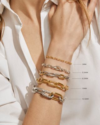 DY Madison&reg; Chain Bracelet in Sterling Silver with 18K Yellow Gold, 8.5mm