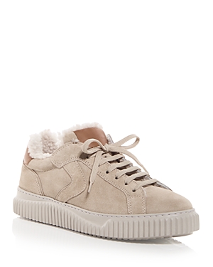 Shop Voile Blanche Women's Lipari Shearling Low Top Sneakers In Beige