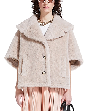 Max Mara Cambusa Wool Blend Short Sleeved Coat In Sand