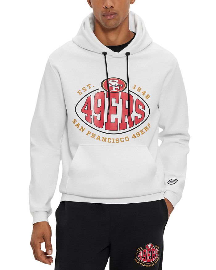 Boss X Nfl X Nfl 49ers Pullover Hoodie In Open White
