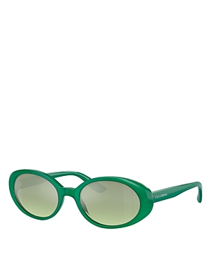 Dolce & Gabbana Oval Sunglasses, 52mm In Green/green Mirrored Gradient