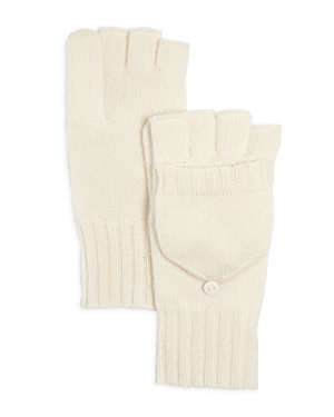 C By Bloomingdale's Cashmere Ribbed Knit Cashmere Pop Top Mittens - 100% Exclusive In White