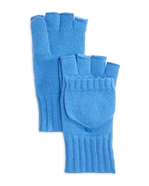 C By Bloomingdale's Cashmere Ribbed Knit Cashmere Pop Top Mittens - 100% Exclusive In Blue