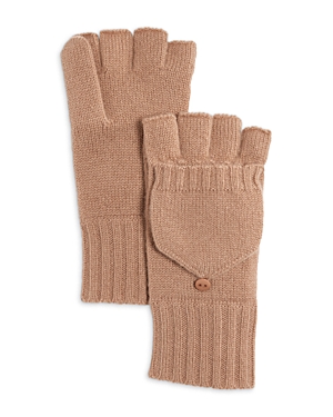 C By Bloomingdale's Cashmere Ribbed Knit Cashmere Pop Top Mittens - 100% Exclusive In Beige