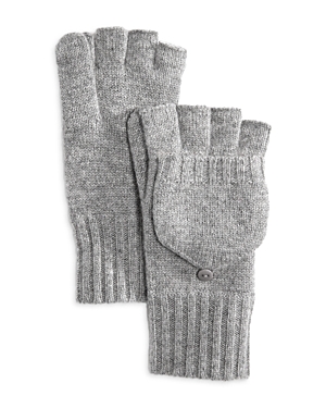 C By Bloomingdale's Cashmere Ribbed Knit Cashmere Pop Top Mittens - Exclusive In Gray
