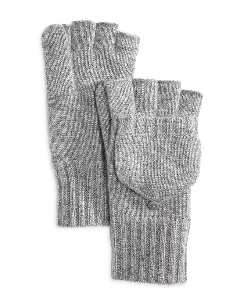 C by Bloomingdale's Cashmere Ribbed Knit Cashmere Pop Top Mittens - Exclusive