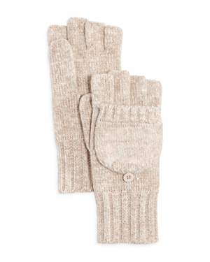 Aqua Shiny Knit Pop Top Mittens - Exclusive In Cream
