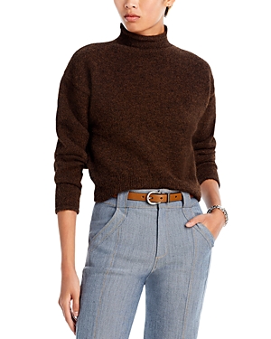 Line & Dot Lila Rolled Mock Neck Sweater In Brown