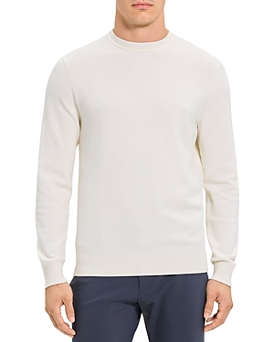 Shop Theory Datter Stretch Textured Crewneck Sweater In Ivory
