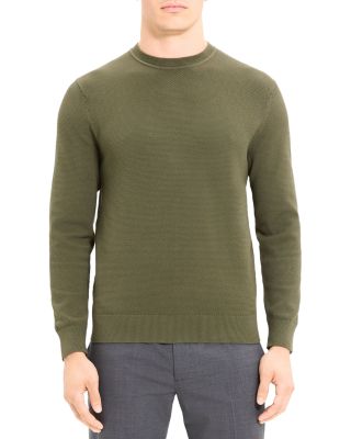Theory Datter Stretch Textured Crewneck Sweater In Uniform