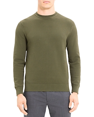 Shop Theory Datter Stretch Textured Crewneck Sweater In Uniform