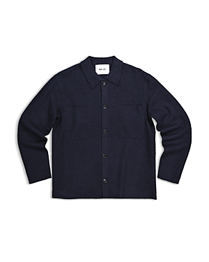 Nn07 Jonas 6398 Merino Wool Overshirt In Navy Blue