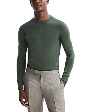 Reiss Wessex Merino Crewneck Sweater In Ivy Green
