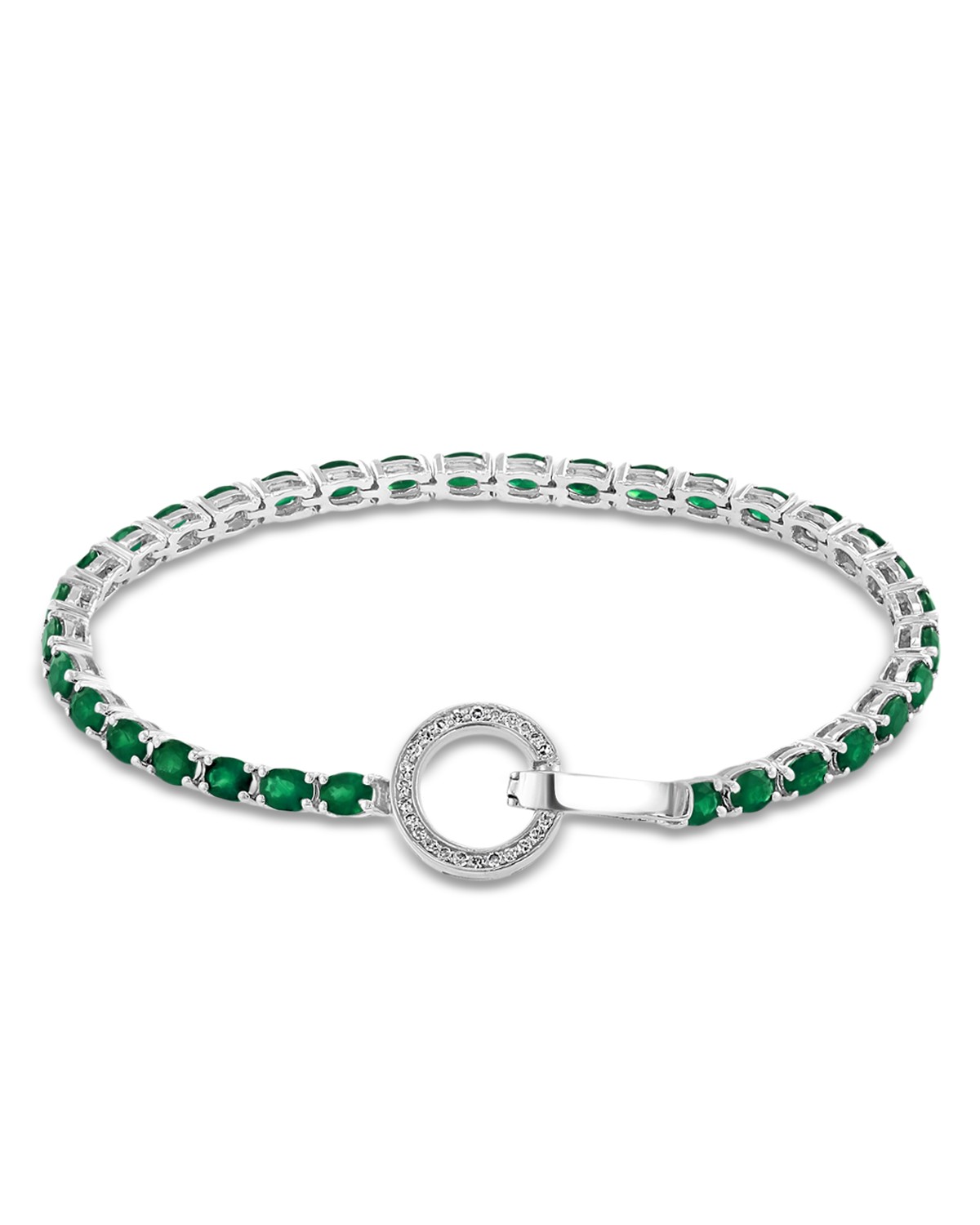 Bloomingdale's Fine Collection Emerald & Diamond Toggle Tennis Bracelet in 14K White Gold in Green/White
