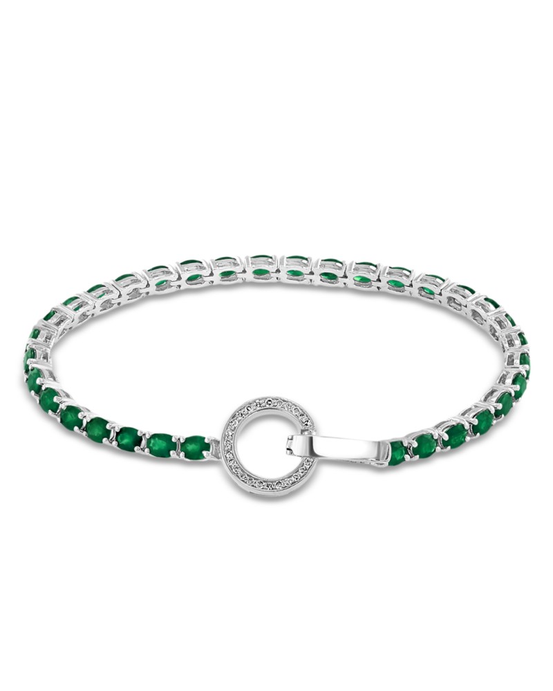 Bloomingdale's Fine Collection Emerald & Diamond Toggle Tennis Bracelet in 14K White Gold in Green/White