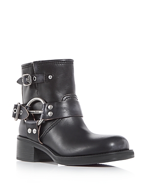Miu Miu Leather Vintage-effect Ankle Boots 50 In Nero
