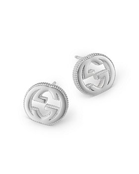 Gucci - Sterling Silver Interlocking G Stud Earrings
