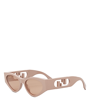 Shop Fendi O'lock Cat Eye Sunglasses, 54mm In Pink/pink Solid